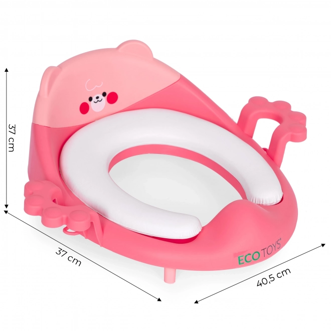 Children's toilet seat with handles, soft cushion, pink