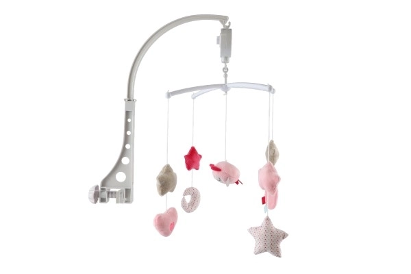 Baby Mobile with Owl and Music Box Pink