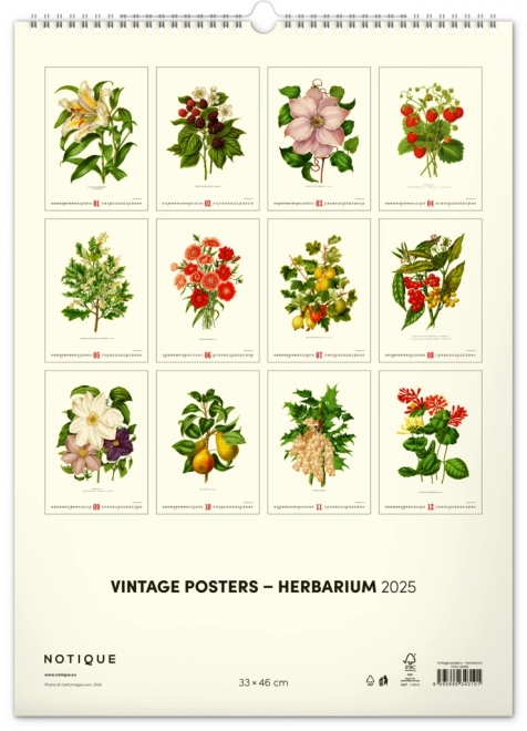 Notique Wall Calendar Vintage Poster Herbarium 2025