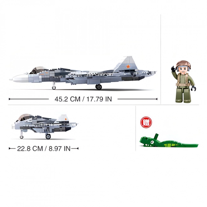 Sluban Model Bricks Su-57 Jet Fighter 2 in 1