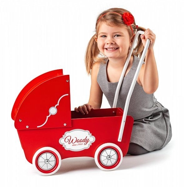 Wooden Red Doll Stroller