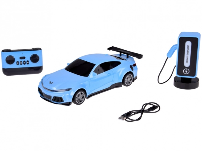 Remote Control Electric Car with Charging Station and Colorful Lights