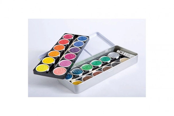 Paint Set with 24 Colors Plus White and Brushes