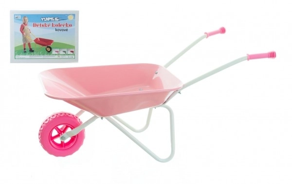 Red Metal Wheelbarrow for Kids – Pink