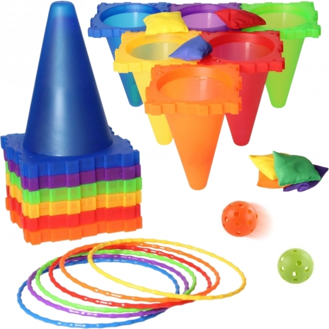 Garden Game Set 3-in-1 - Target Throwing, Cones, Hoops, Bags - Woopie