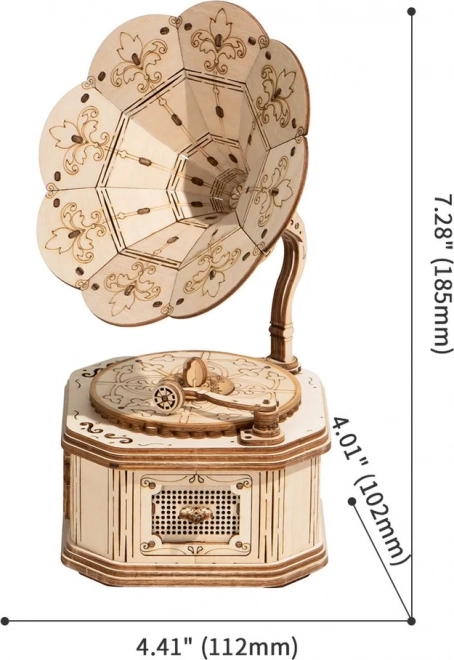 Wooden 3D Puzzle Antique Gramophone