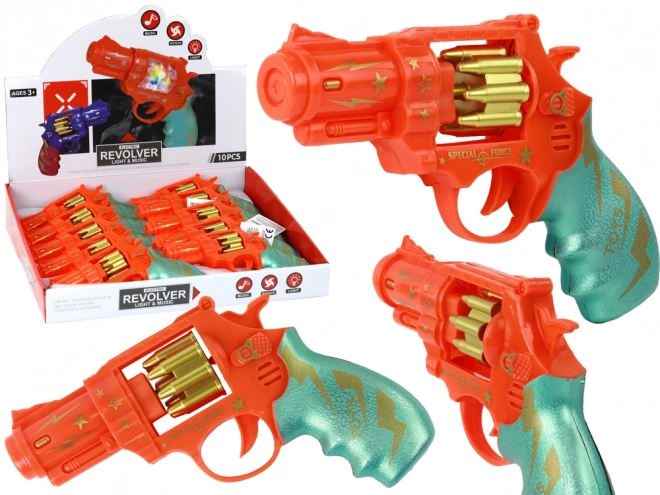 Orange Revolver Toy Gun with Sound and Light Effects