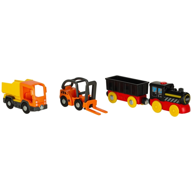 Construction Play Set with Train and Track - 55 Pieces