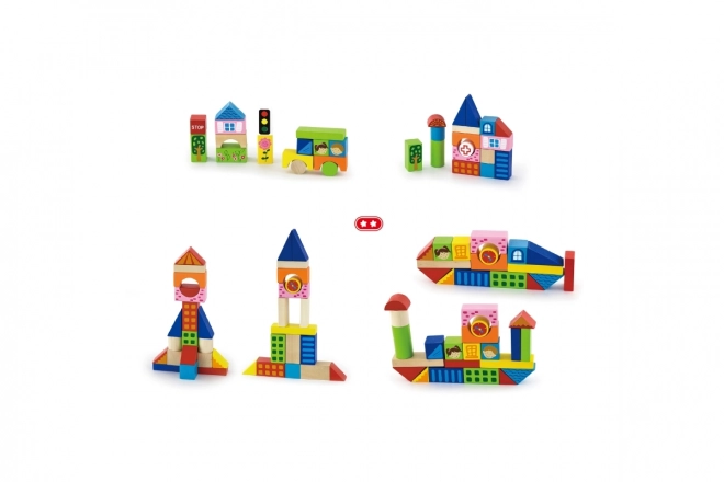 Wooden Building Blocks Set - City