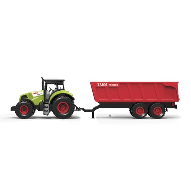 Plastic Tractor with Sound and Light and Red Trailer