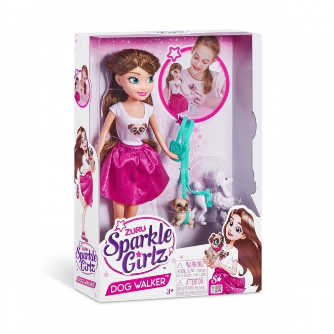 Sparkle Girlz Dog Walker Doll Set