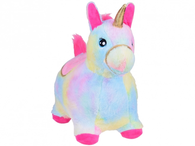 Inflatable Rainbow Unicorn Bouncer with Plush Cover and Pump