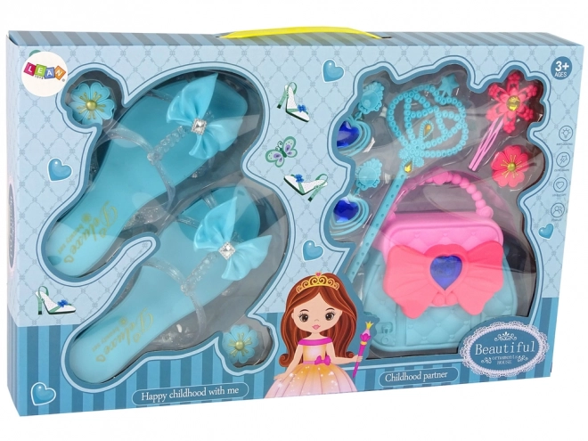 Princess Beauty Set with Blue Slippers and Accessories