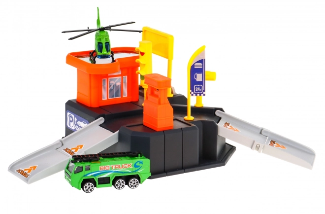 Children's Parking Garage with Helicopter Landing Pad and Play Mat