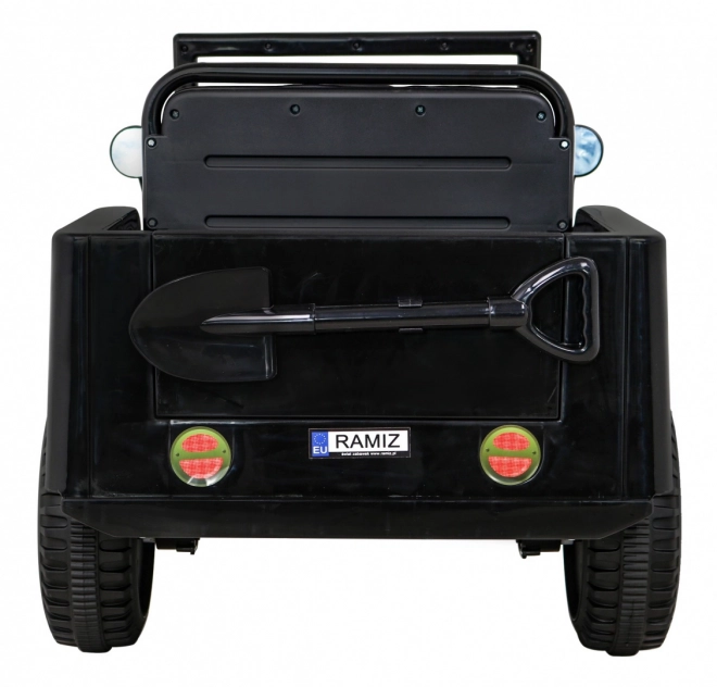 Retro military car for kids black + 4x4 drive + remote control + 2 luggage racks + slow start + MP3 LED