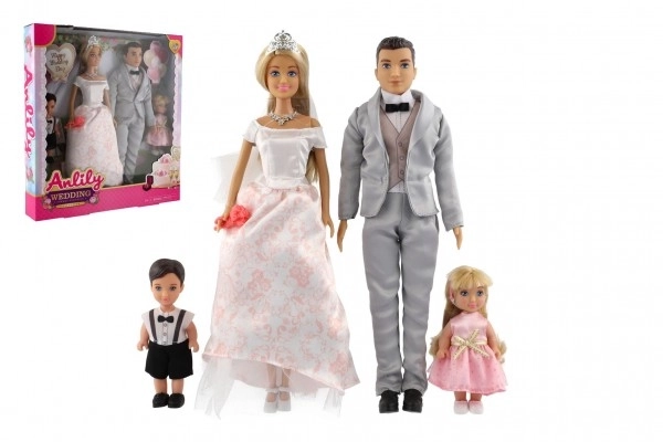 Bride and Groom Doll Set with Family