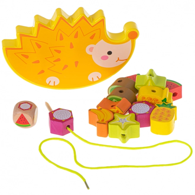 Montessori Balancing Hedgehog Wooden Blocks Game with Threaded Fruits