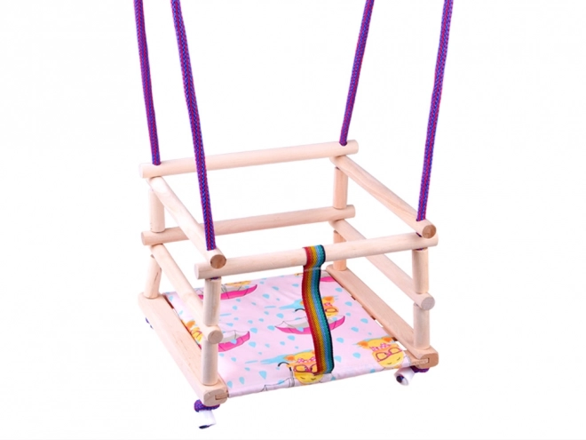 Colorful Wooden Swing with Cushion