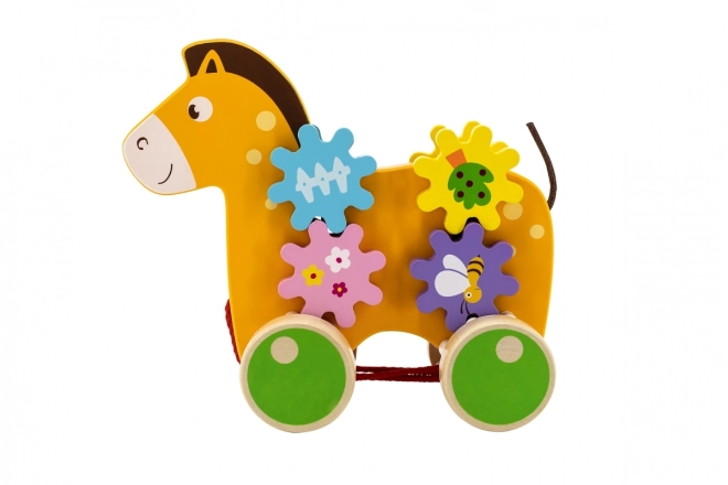 Wooden pull-along horse toy