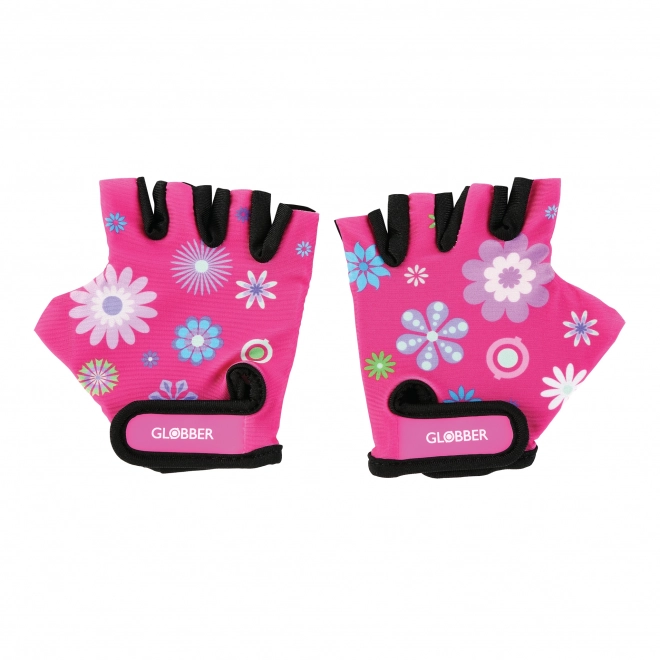 Globber toddler protective gloves flowers pink