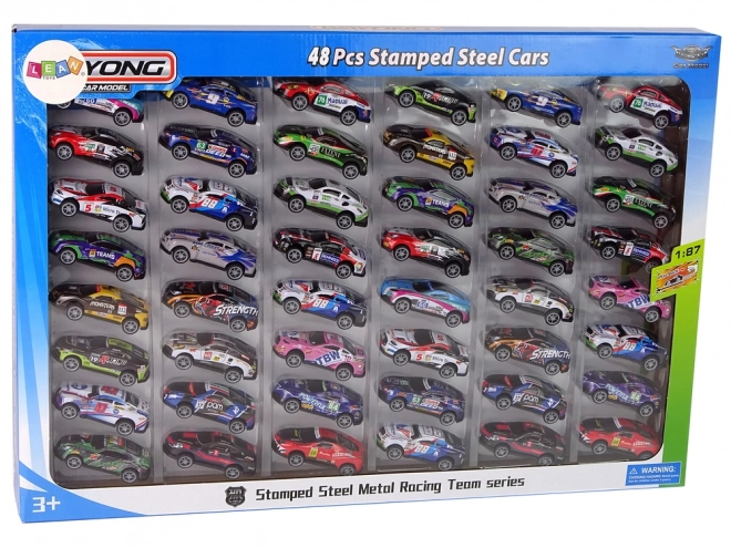 Metal Sports Car Set in Various Colors - 48 Pieces