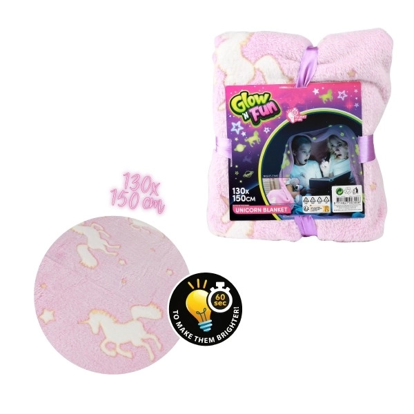 Unicorn Glow in the Dark Plush Blanket