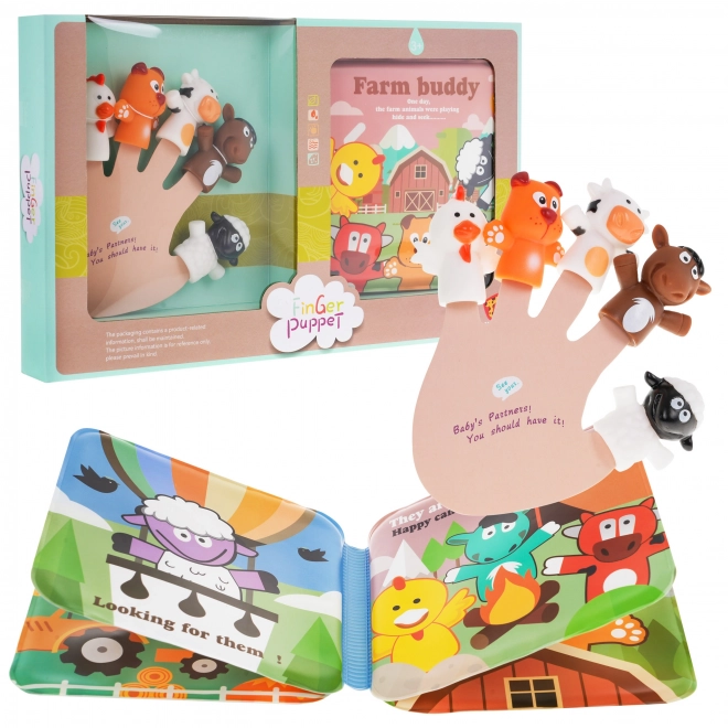 Farm Animal Finger Puppets Set with Book