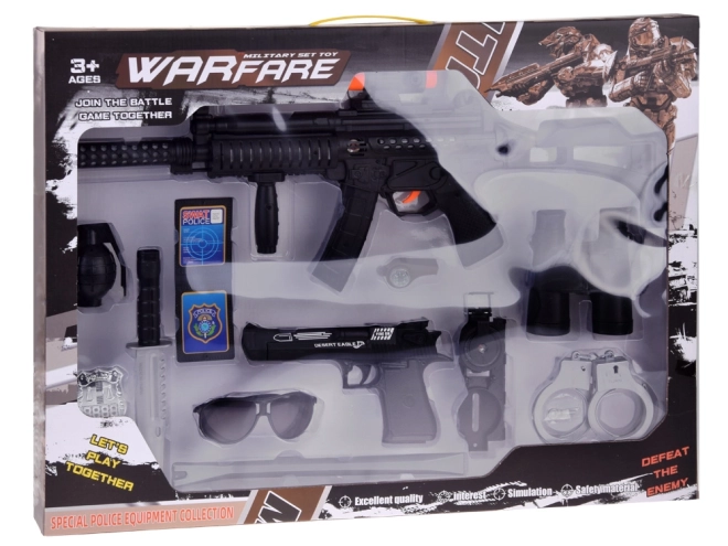 Police Set for Playing Policeman Weapon Handcuffs ZA4826