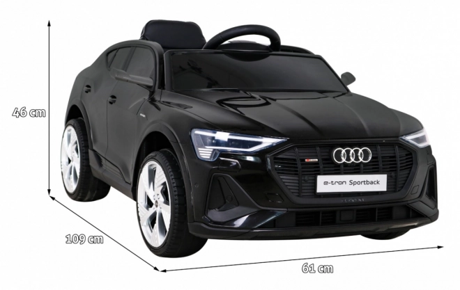 Audi E-Tron Sportback pre deti + Pilot + pohon 4x4 + pomalý rozjazd + rádio MP3 + LED – čierna