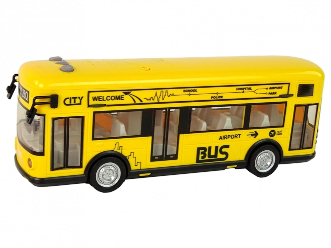 Yellow City Bus Toy with Friction Drive