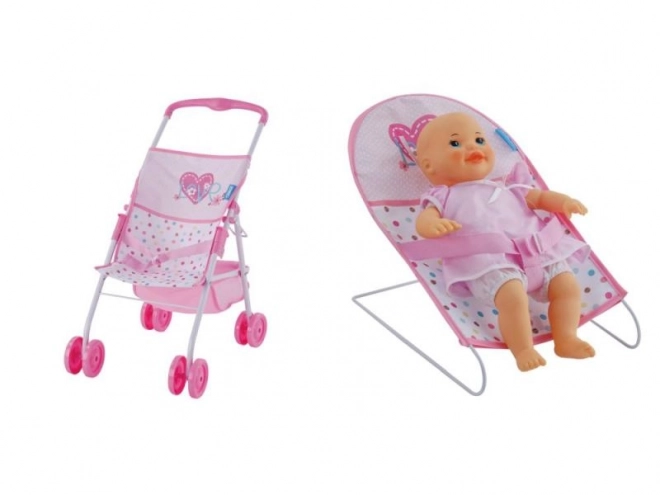 Doll Stroller Set Love Heart