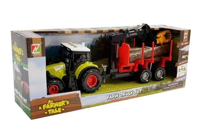 Forestry Tractor with Trailer and Crane for Wood