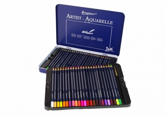 Set of 48 Watercolor Pencils with Metal Case