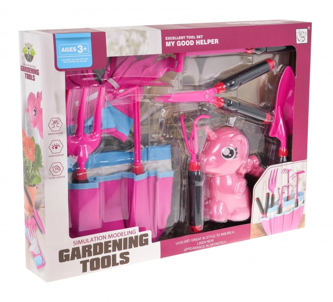 Pink Little Gardener Set for Kids 9 pcs