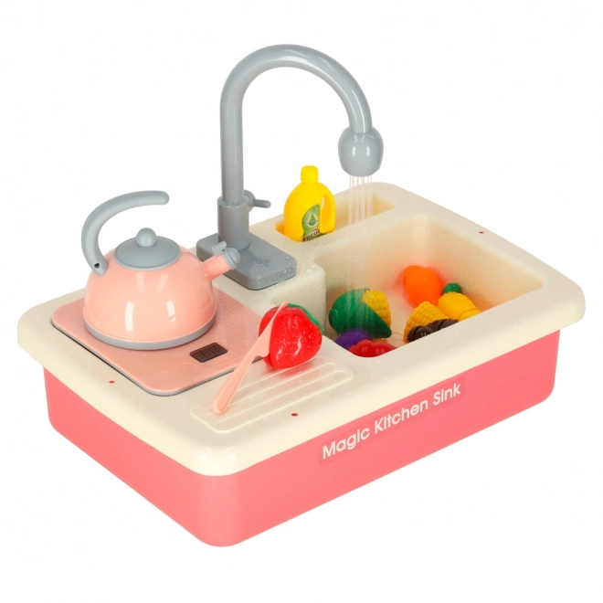 Toy Kitchen Sink Set with Accessories Pink