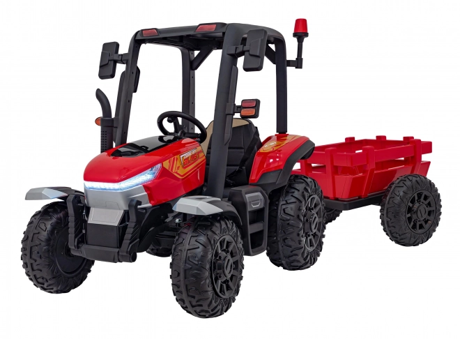 Traktor s přívěsem červený