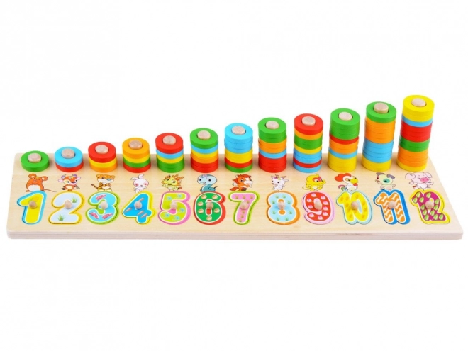 Colorful Wooden Puzzle with Numbers and Animals