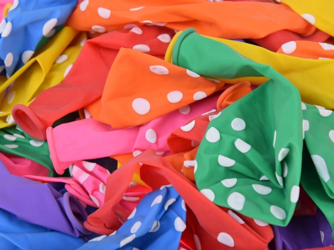 Palloncini colorati con pois bianchi - set da 100 pezzi