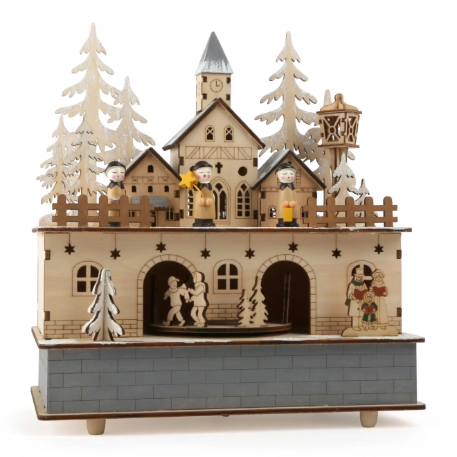 Wooden Music Box with Light - Winter Village