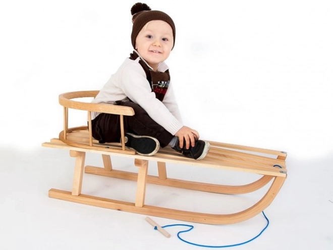 Traditional Wooden Sleds with Backrest and Rope