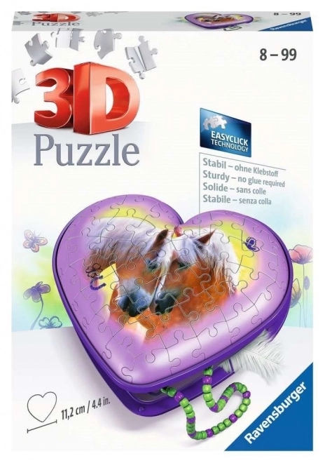 3D Puzzle Heart Box with Horse Design