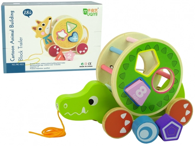 Wooden Pull Along Crocodile Shape Sorter Toy