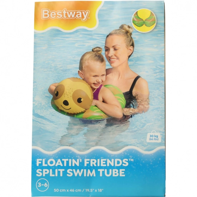 Inflatable Swim Ring with Sloth Design for Kids