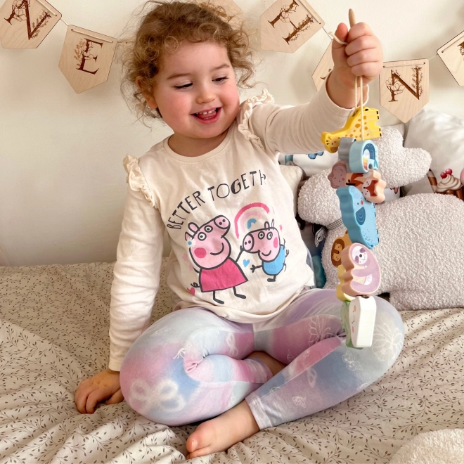 WOOPIE GREEN drewniany zestaw nawlekane ZOO Montessori 13 części