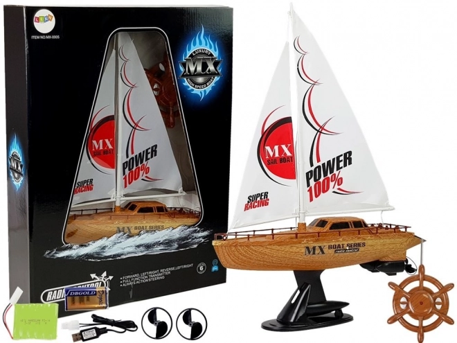 remote controlled sailboat 50cm with steering wheel remote 27 Mhz