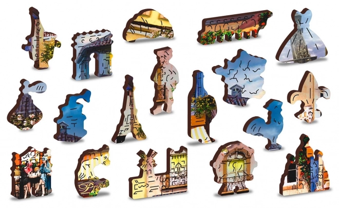 Wooden puzzle breakfast in Paris