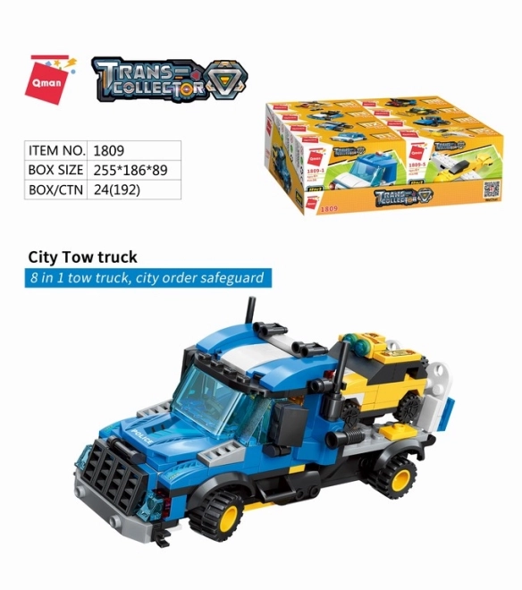 Qman City Tow Truck Set 8 in 1