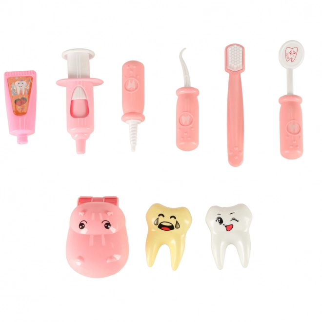 Pink hippo dentist playset