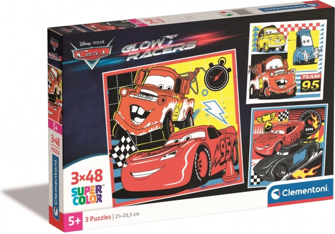 Clementoni Cars Glow Racers Puzzle Set 3x48 Pieces