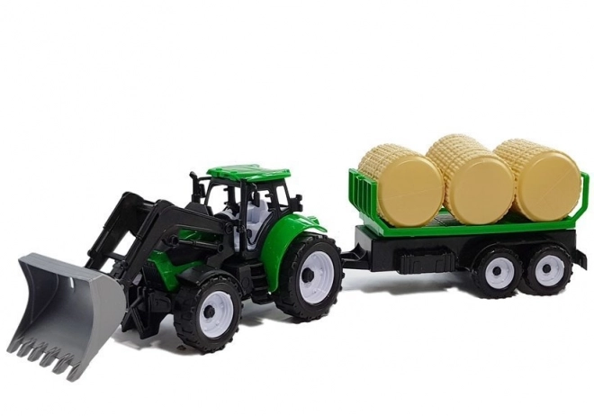 Tractor with Trailer and Hay Bales